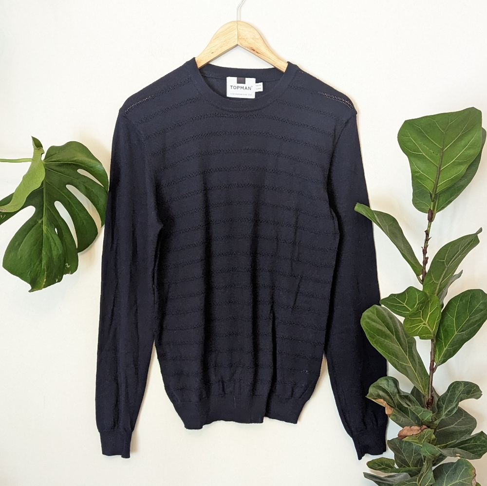 Topman | Knit Crewneck Navy Sweater - Picture 2 of 9